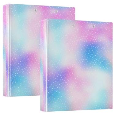 Imagem de Fichários azuis gradientes pastéis de 3,8 cm, 3 argolas, 200 folhas, portfólio de designer, anel redondo, fichário resistente, 31,5 x 27 x 6 cm, 1 pacote