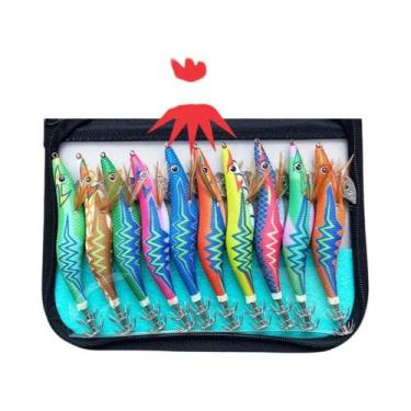 Imagem de Isca Artificial De Camarão E Lula De Madeira Brilhante Kit De Iscas Pa