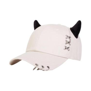 Imagem de Boné Unissex Ajustável Com Anel De Ferro E Chifre De Touro, Chapéu Cas