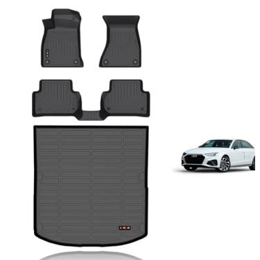 Imagem de KELCSEECS Tapetes de chão e forro de carga para Audi A4 (Sedan) 2025 2024 2023 2021 2020 2019 2018 2017 (Não adequado para Allroad) Tapetes de carro para todos os climas, tapete de porta-malas Audi A4