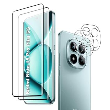 Imagem de Suttkue Película protetora de tela para Xiaomi Redmi Note 15 Pro Plus 5G com protetor de lente de câmera, rigidez 9H, antirarranhões, vidro temperado, compatível com capas, (não é profissional)