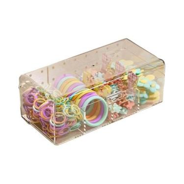 Imagem de Caixa Organizadora De Plástico Transparente Leve Para Cabelo E Cosméti