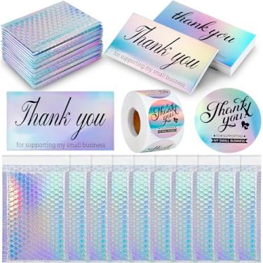 Imagem de PIEMEET 50 envelopes metálicos com bolhas, envelopes holográficos de 15 x 23 cm, envelopes acolchoados de poliéster autoselados, sacos de envio à prova d'água, envelopes acolchoados para pequenas