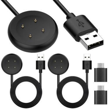 Imagem de DKARDU Cabo de carregamento magnético USB para Google Pixel Watch 2 e 3, cabo carregador USB-A macho para fêmea para Fitbit Ace LTE/Versa 4/Versa3, com adaptador USB para tipo-C (pacote com 2)