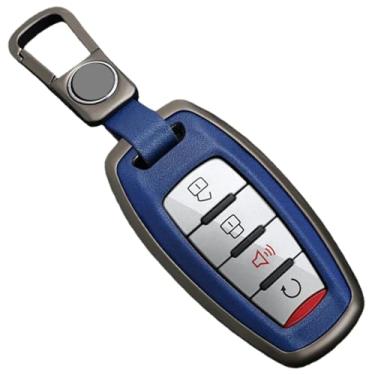 Imagem de Capa protetora para chave remota de carro de couro de liga de zinco compatível com Great Wall Poer compatível com GWM Vanguard decoração de chave de carro Shell Fob(Gun Blue Set)