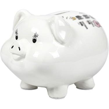 Imagem de Cofrinho cofrinho de cerâmica cofrinho pode armazenar e levar crianças e adultos de grande capacidade para casa cofrinho decoração de casa (branco)