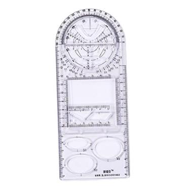 Imagem de SM SunniMix Régua de desenho multifuncional, ângulo e fabricante de círculos, modelo de desenho geométrico, ferramenta de desenho de régua de medição para escola - ensino médio