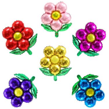 Imagem de Kit de balões de flores Mylar de 18 polegadas para aniversário (6 unidades)