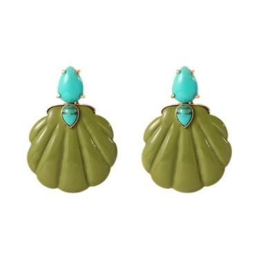 Imagem de Brincos Grandes De Casca De Coco Para Mulheres, Joias De Moda Em Resin