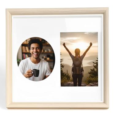 Imagem de Moldura de madeira compatível com fotos de câmera Fuji Instax Square SQ Link SQ1 SQ20 SQ10, moldura quadrada para fotos de 15 cm, design de suporte de mesa e parede para decoração de quarto e