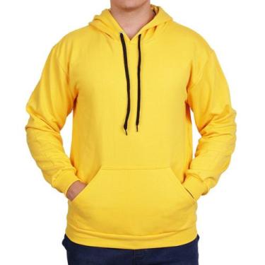 Imagem de Moletom Canguru Unissex Fechado de Algodão Blusa com Capuz Lisa - Próp