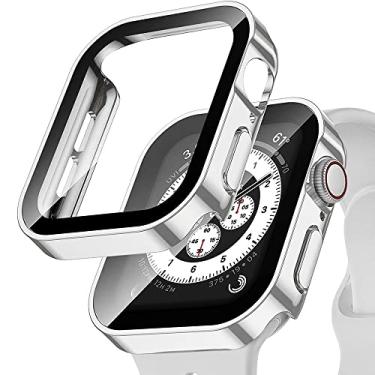 Imagem de KAPPDE Capa para Apple Watch Case 45mm 41mm 44mm 40mm 42mm 38mm Acessórios PC Protetor de tela de vidro temperado iWatch Series 7 8 5 6 SE (Cor: Prata, Tamanho: 44mm Series 654SE)