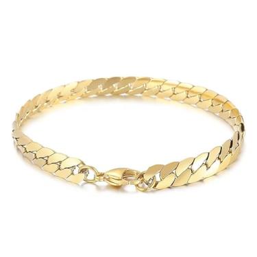 Imagem de Pulseira de elos cubanos banhados a prata e ouro, corrente hip hop de aço inoxidável para homens e mulheres, One Size, Metal, Sem Pedra Preciosa