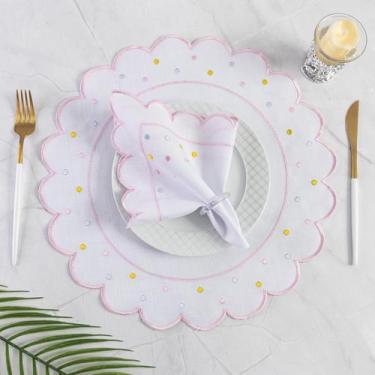 Imagem de Kit 24 Pçs 12 Lugares Mesa Posta Sousplat Jogo Americano Poá Variação: