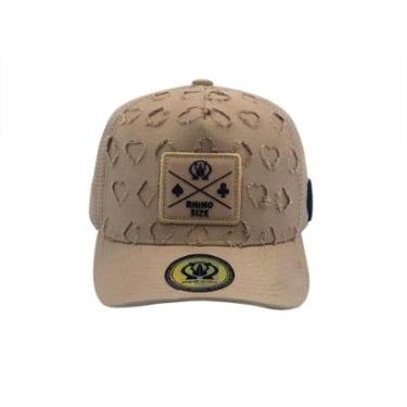 Imagem de Bone Trucker Rhino Size Com Puidos E Tela Cor Caqui-Unissex