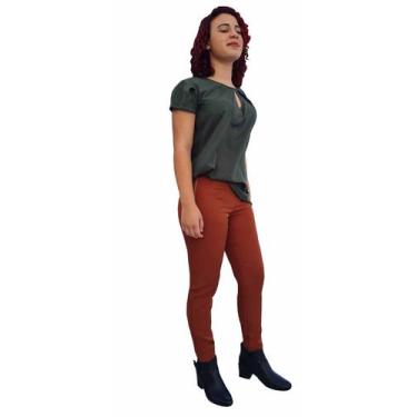 Imagem de Calça Feminina Alfaiataria Social Skinny Ref. 15601 - Siney, Telha, GG