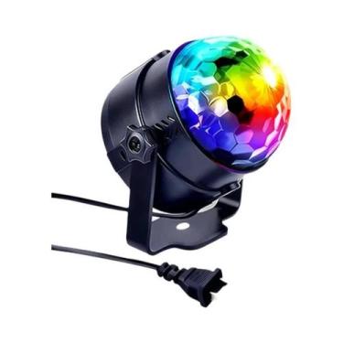 Imagem de Luz Disco LED RGB Rotativa Bola DJ Estroboscópica Controle Remoto Cont