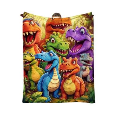 Imagem de Cobertor De Flanela Com Estampa Digital HD De Dinossauro Sorridente Fo