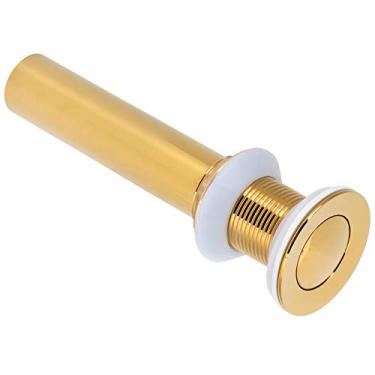 Imagem de AYNEFY Dreno de Pia de Banheiro Dourado, Rolha de Drenagem Pop-up de Aço Inoxidável de Latão Com Junta de Silicone para Cozinha, Banheiro, Lavatório Sem Transbordamento (Salto pequeno sem buracos)