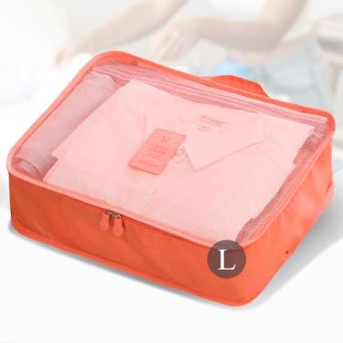 Imagem de Organizador de viagem de malha, bolsa de armazenamento de viagem, multifuncional, organizador de bagagem, bolsa de viagem com zíper para passaporte de cosméticos, meias, Laranja G