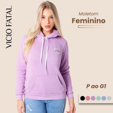 Imagem de Blusa Feminina Moletom Inverno Canguru Capuz-Feminino