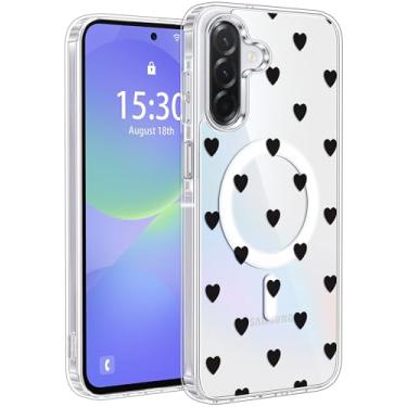 Imagem de Jkvare Capa para Samsung Galaxy A36 compatível com MagSafe, capa protetora magnética sem fio com padrão estético cristalino para mulheres e meninas - corações de bolinhas