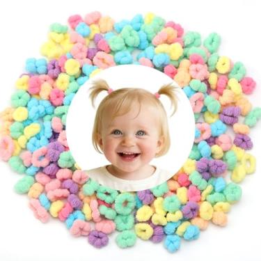 Imagem de 400 peças de laços de cabelo para bebês, laços de cabelo infantil Bloom sem danos, suporte de rabo de cavalo para acessórios de cabelo para meninas, elásticos finos e macios, sem vincos, mini