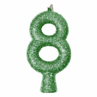 Imagem de Vela de Aniversário Puro Glitter Verde - Festcolor, 8