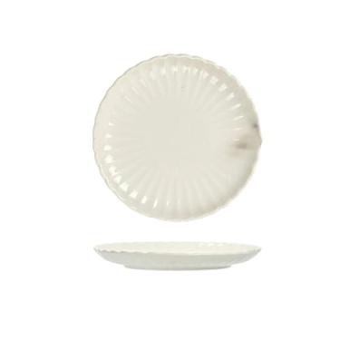 Imagem de Prato de cerâmica retrô com borda de pétala requintados utensílios de mesa frescos para uso doméstico - branco 20,8 cm