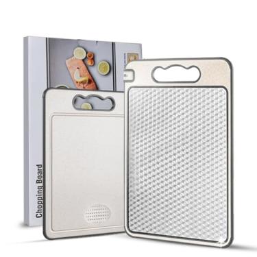 Imagem de SS BEST DEALS Tábua De Corte Aço Inoxidável, Design Malha Dupla Face Resistente A Arranhões, Tapete Para Sulcos Suco, Envoltório Silicone Antiderrapante, Lavável Na Máquina Lavar Louças