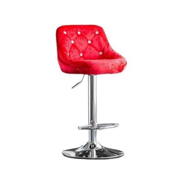 Imagem de Banqueta de cozinha, encosto simples, banco alto, 60 a 80 cm, giratório, para casa, cadeira de cozinha, leve, luxuosa, moderna, cadeira de bar, cadeiras de bar (vermelho)
