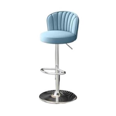Imagem de Banquetas de bar, banco alto giratório, cadeira de bar comercial, cadeira de bar, cadeira alta para uso doméstico, bancos redondos, cadeiras de bar (azul)