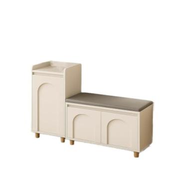 Imagem de KEG801302 Banqueta moderna para troca de sapatos para casa, suporte de armário integrado, várias camadas, organizador de salão de sapatos