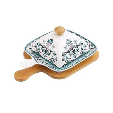 Imagem de x3anggyt5 Assadeira Prato de Arroz Assado Prato de Forno de Micro-ondas com Tampa Assadeira Cerâmica Prato de Queijo Prato de Manteiga Pratos Comerciais Caçarola para Forno (Verde)