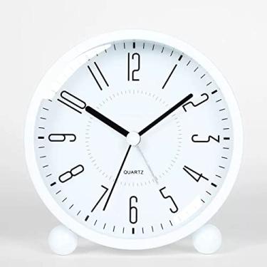 Imagem de Despertador para quarto, despertador operado por bateria de 11,4 cm, pequeno relógio silencioso de metal de mesa com função de luz, relógio sem tique-taque, decoração para sala de estar, quarto