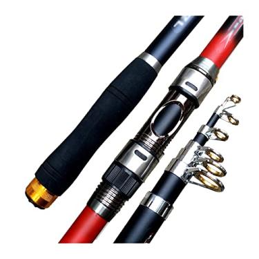 Imagem de Vara de pesca telescópica vara de pesca de fibra de carbono ultraleve cabo retrátil portátil guias de aço inoxidável vara de pesca (2,1 m)