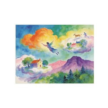 Imagem de BMZFYBS Impressões em tela de arte de parede de surrealismo - Casa de floresta de montanha - Pintura de decoração de paisagem - Imagens para sala de estar 60 x 80 cm 24 x 31 polegadas sem moldura