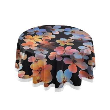 Imagem de Qilmy Toalha de mesa redonda de palmeira de treliça verde, 152 cm, resistente à água, à prova de derramamento, capa de mesa grande para jantar de reunião de família em ambientes internos e externos