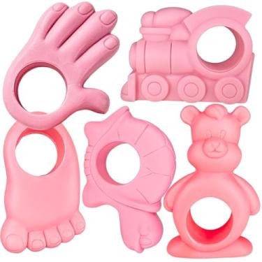 Imagem de Kit 5 Mordedores para Bebê Infantil Rosa Macio Gengiva