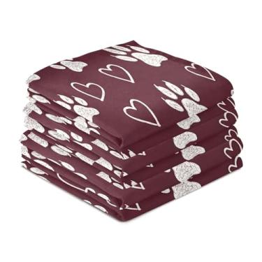 Imagem de Wassud Panos de prato de cozinha com estampa de pata pacote com 6 panos de prato macios com laço para pendurar toalha de mão de secagem rápida super absorvente toalhas de chá de mesa decorativas 71 x