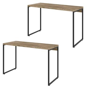 Imagem de Kit 02 Mesas Para Escritório e Home Office Industrial Aspen 120 cm C01 Carvalho - Lyam Decor