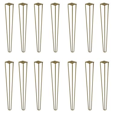 Imagem de Kit 14 Pés de Metal 60 CM Hairpin Legs Mesa de Canto Aparador Dourado