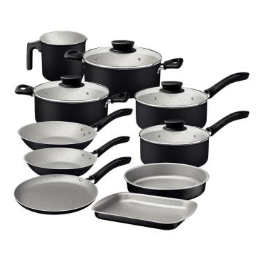 Imagem de Jogo De Panelas 10 Peças Linz Cores Antiaderente Tramontina Preto