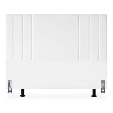 Imagem de Cabeceira Cama Box Queen 160 Cm Estofada Moderna Corino Frame Branco