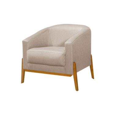 Imagem de Kit 4 Poltronas Living Base Em Madeira Maciça Flórida Linho Bege - Bege