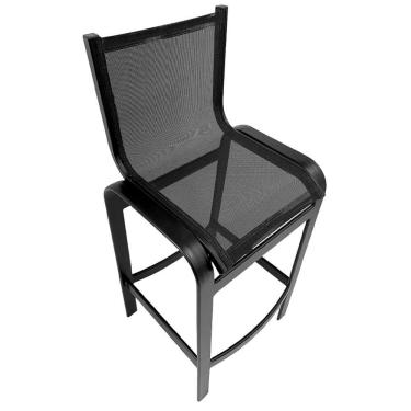 Imagem de Banqueta De Alumínio Para área Externa Banco Para Balcão Bar Preto Preto