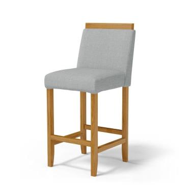 Imagem de Kit Com 6 Banquetas Eloá Madeira Maciça Assento Estofado Para Bancada Linho Cinza 407