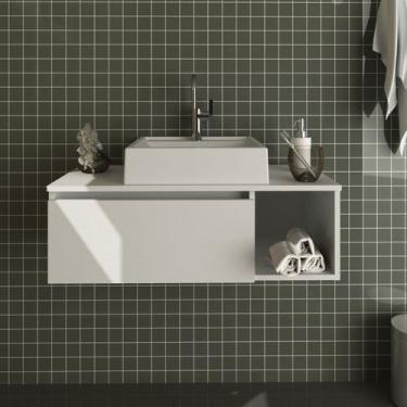 Imagem de Gabinete Suspenso para Banheiro 80cm 1 Porta Basculante 1 Nicho - Tecn