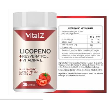 Imagem de Licopeno + Resveratrol + Vitamina E - 30 Cápsulas-Unissex