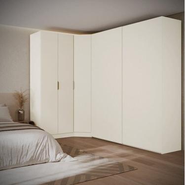 Imagem de Guarda-roupa Modulado de Canto Obliquo 3 Peças com 5 Portas Orion Cabecasa Madeira Originals Aveia